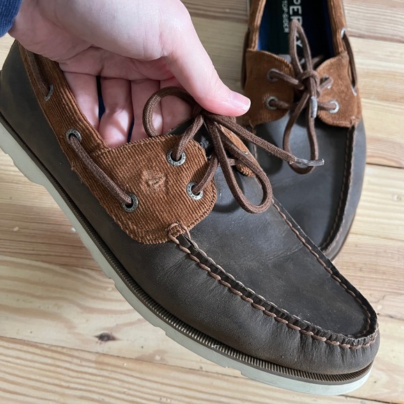 Sperry Top-Sider Mens Boat Shoes Leather Corduroy Brown Lace Up Casual Loafers‎ - Picture 9 of 11